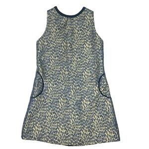 Suzanne Lively Gold And Blue‎ Print Dress
